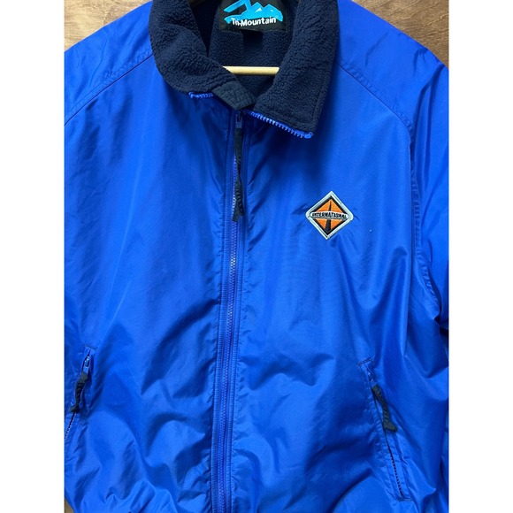 Tri-Mountain International Harvester Bomber Jacket Blue Fleece Lined Mens XL - Picture 2 of 7
